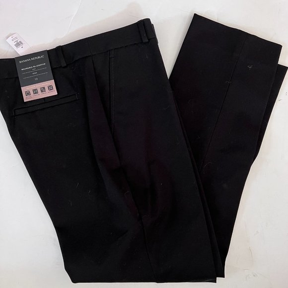 Banana Republic Pants - BANANA REPUBLIC Ryan Black Straight Pants Washable Bi-Stretch 12 NEW NWT